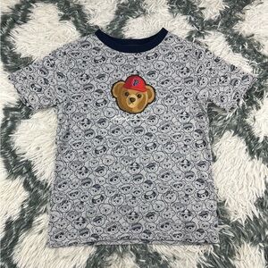 Polo Ralph Lauren Boy's Navy Gray Polo Bear All Over Logo Print T-Shirt Size S 8